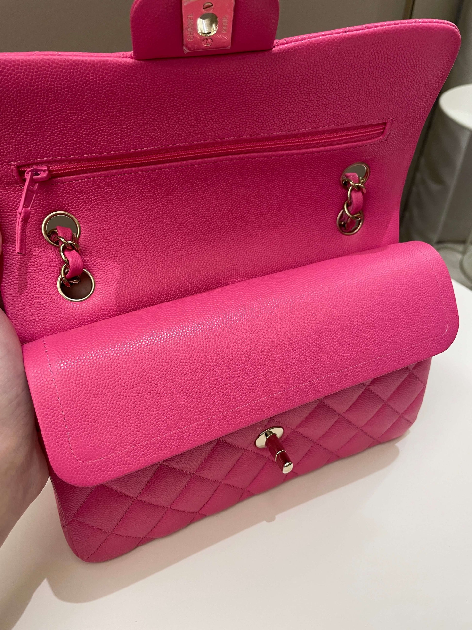 Chanel Classic Quilted Small Double Flap Candy Pink Caviar - Bags - 15