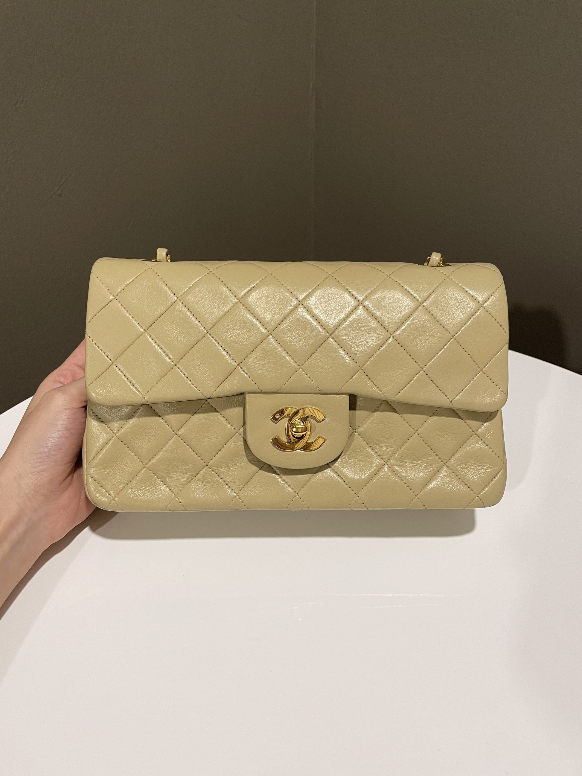 Chanel Vintage Classic Quilted Small Double Flap Beige Lambskin - Bags - 15