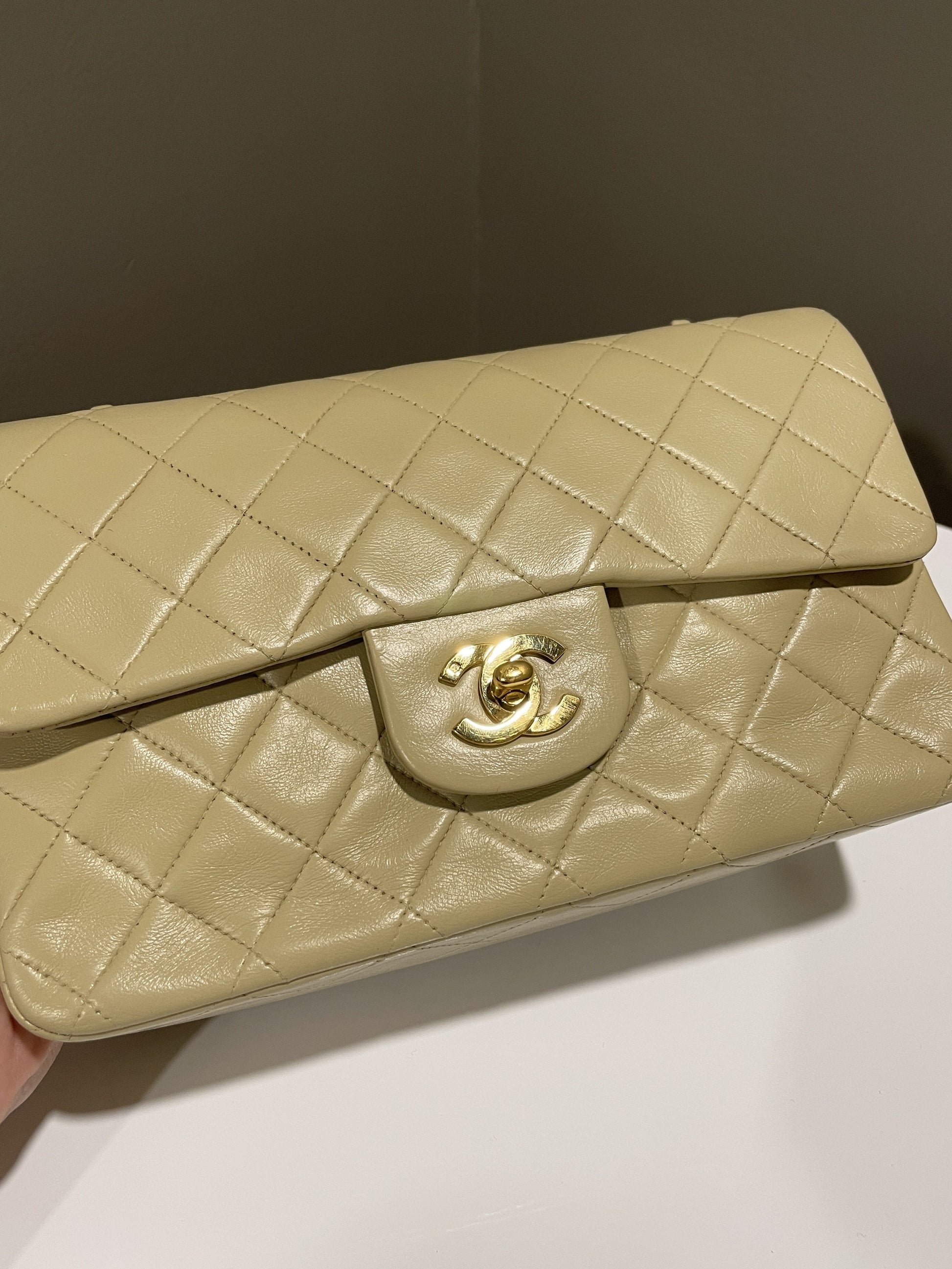 Chanel Vintage Classic Quilted Small Double Flap Beige Lambskin - Bags