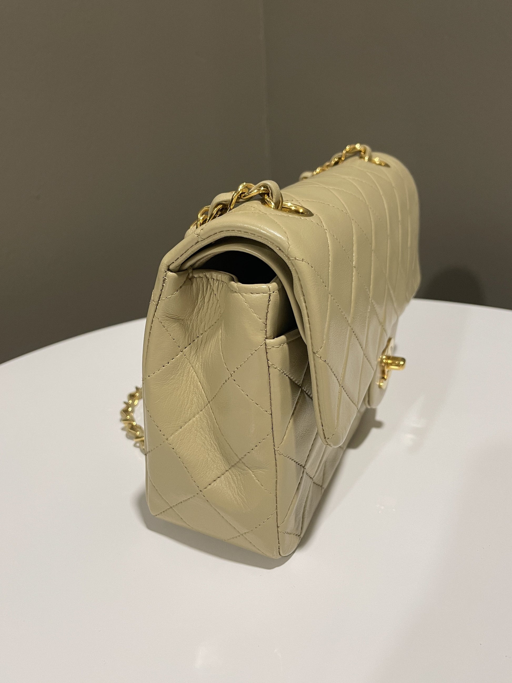 Chanel Vintage Classic Quilted Small Double Flap Beige Lambskin - Bags - 4