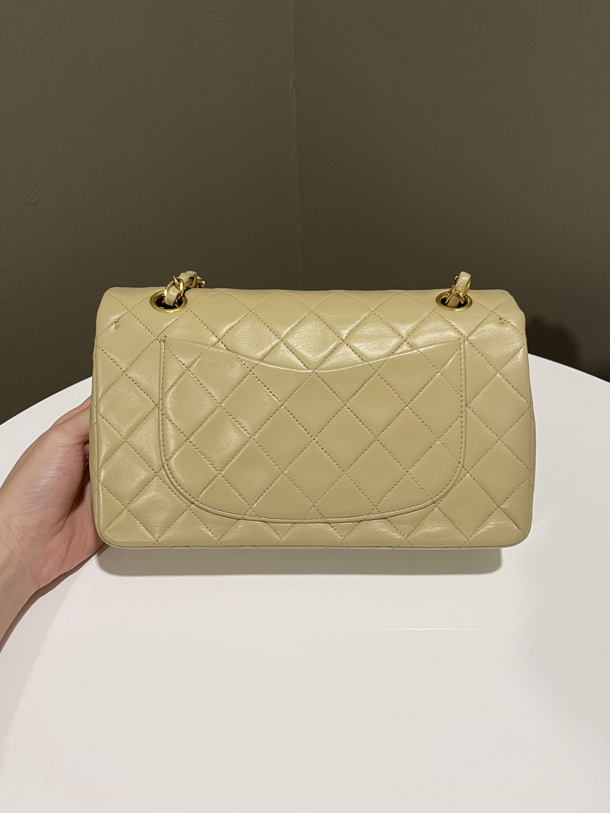 Chanel Vintage Classic Quilted Small Double Flap Beige Lambskin - Bags - 3