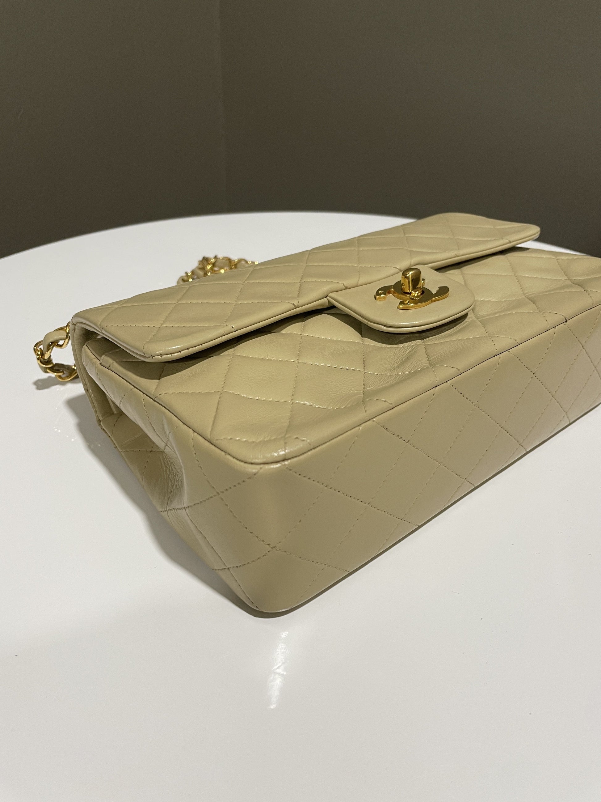 Chanel Vintage Classic Quilted Small Double Flap Beige Lambskin - Bags - 7