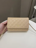 Chanel Classic Quilted Wallet on Chain Beige Caviar - Bags - 18