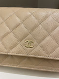 Chanel Classic Quilted Wallet on Chain Beige Caviar - Bags