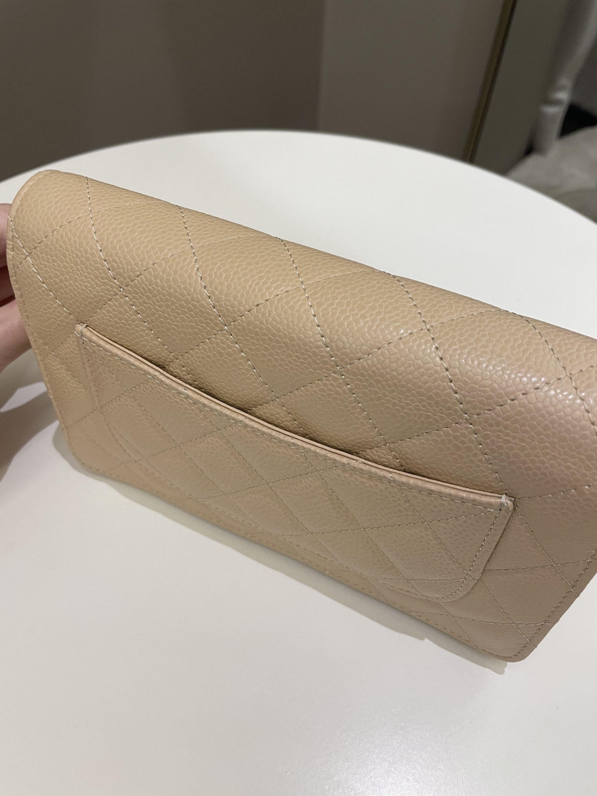 Chanel Classic Quilted Wallet on Chain Beige Caviar - Bags - 4
