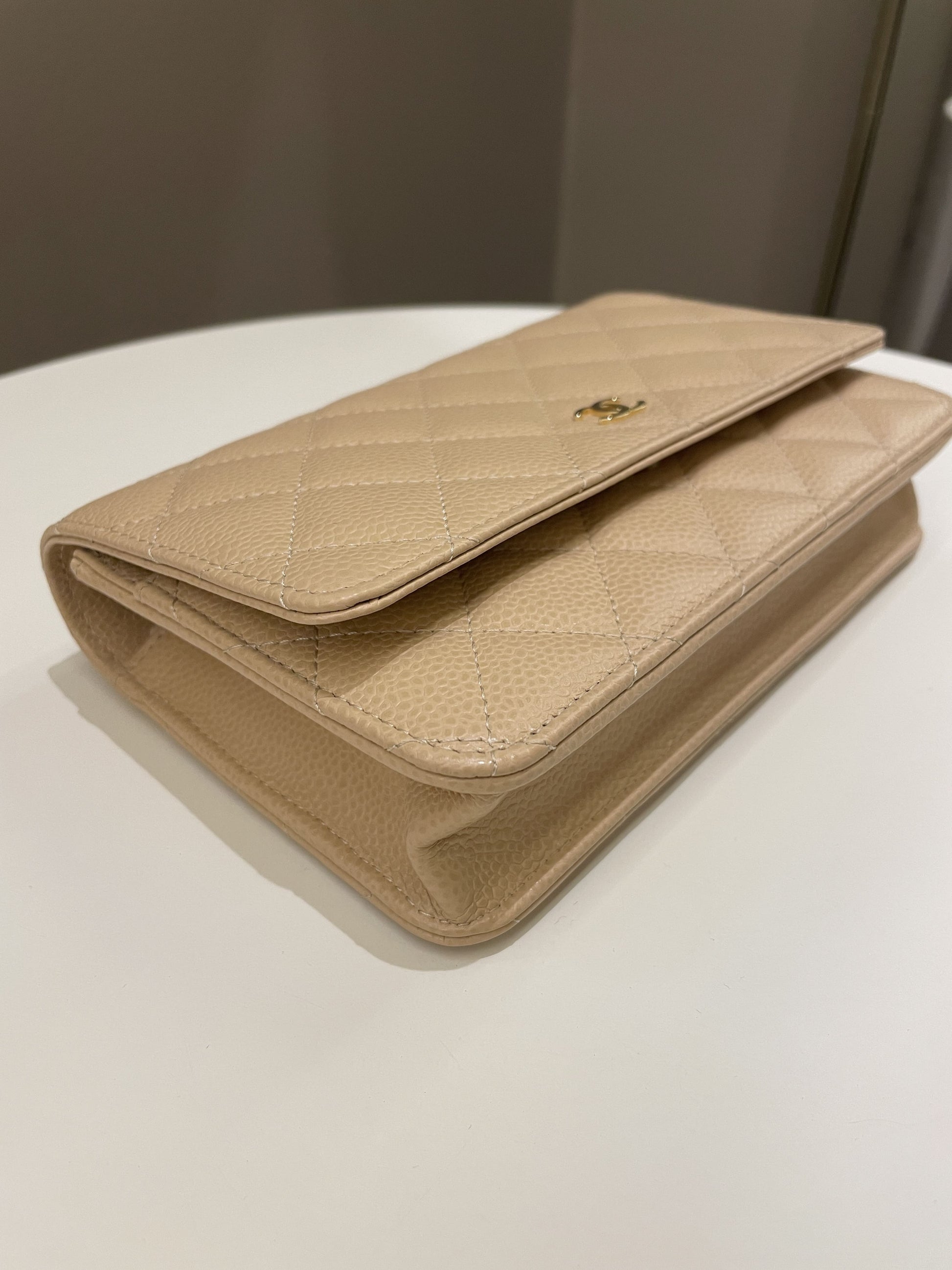 Chanel Classic Quilted Wallet on Chain Beige Caviar - Bags - 8