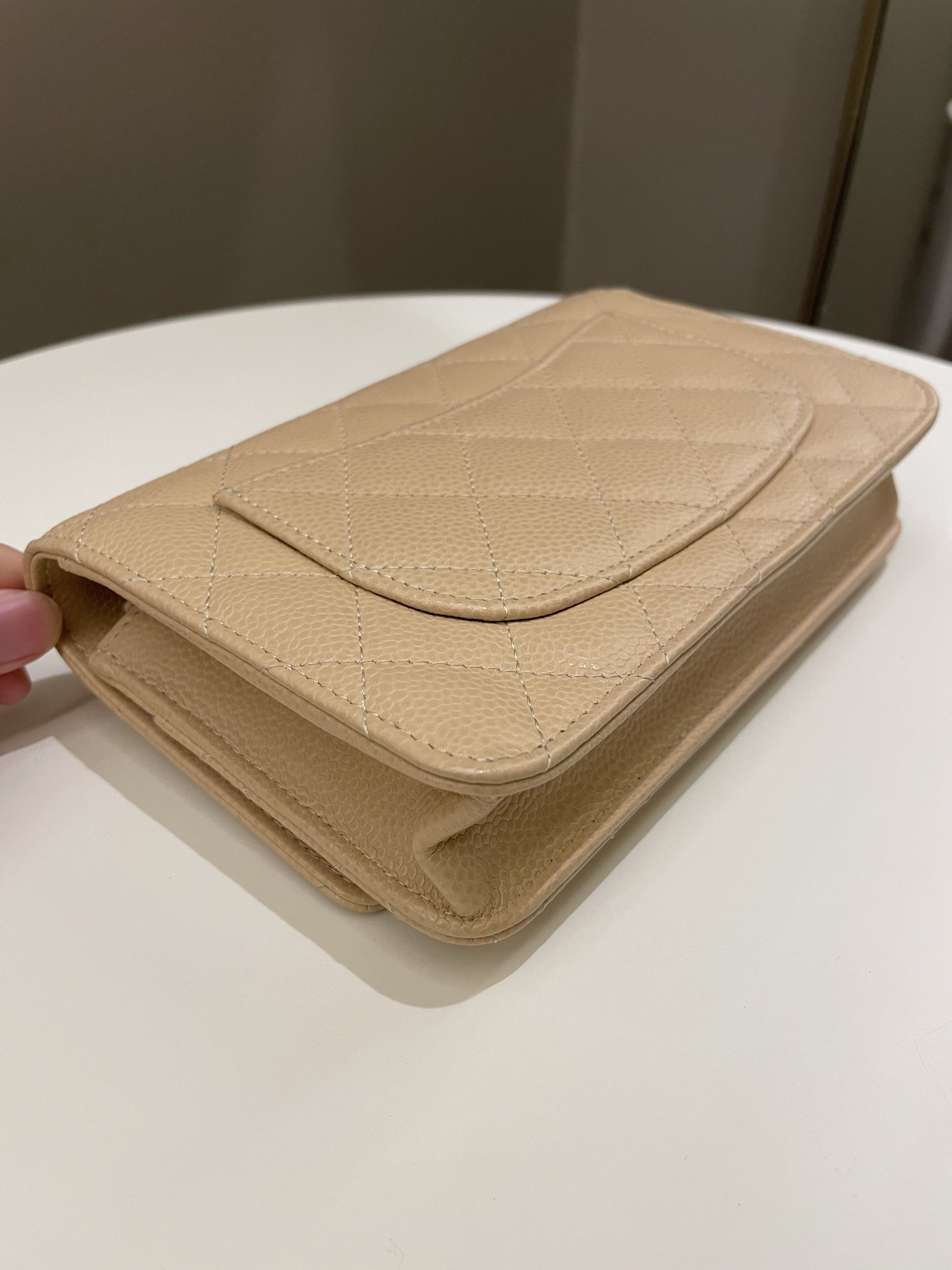 Chanel Classic Quilted Wallet on Chain Beige Caviar - Bags - 10