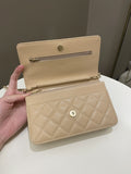 Chanel Classic Quilted Wallet on Chain Beige Caviar - Bags - 12