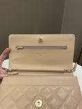 Chanel Classic Quilted Wallet on Chain Beige Caviar - Bags - 13