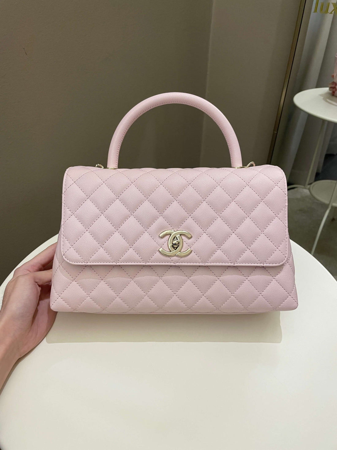 Chanel 22P Classic Quilted Coco Handle Rose Clair Lilac Caviar - Bags
