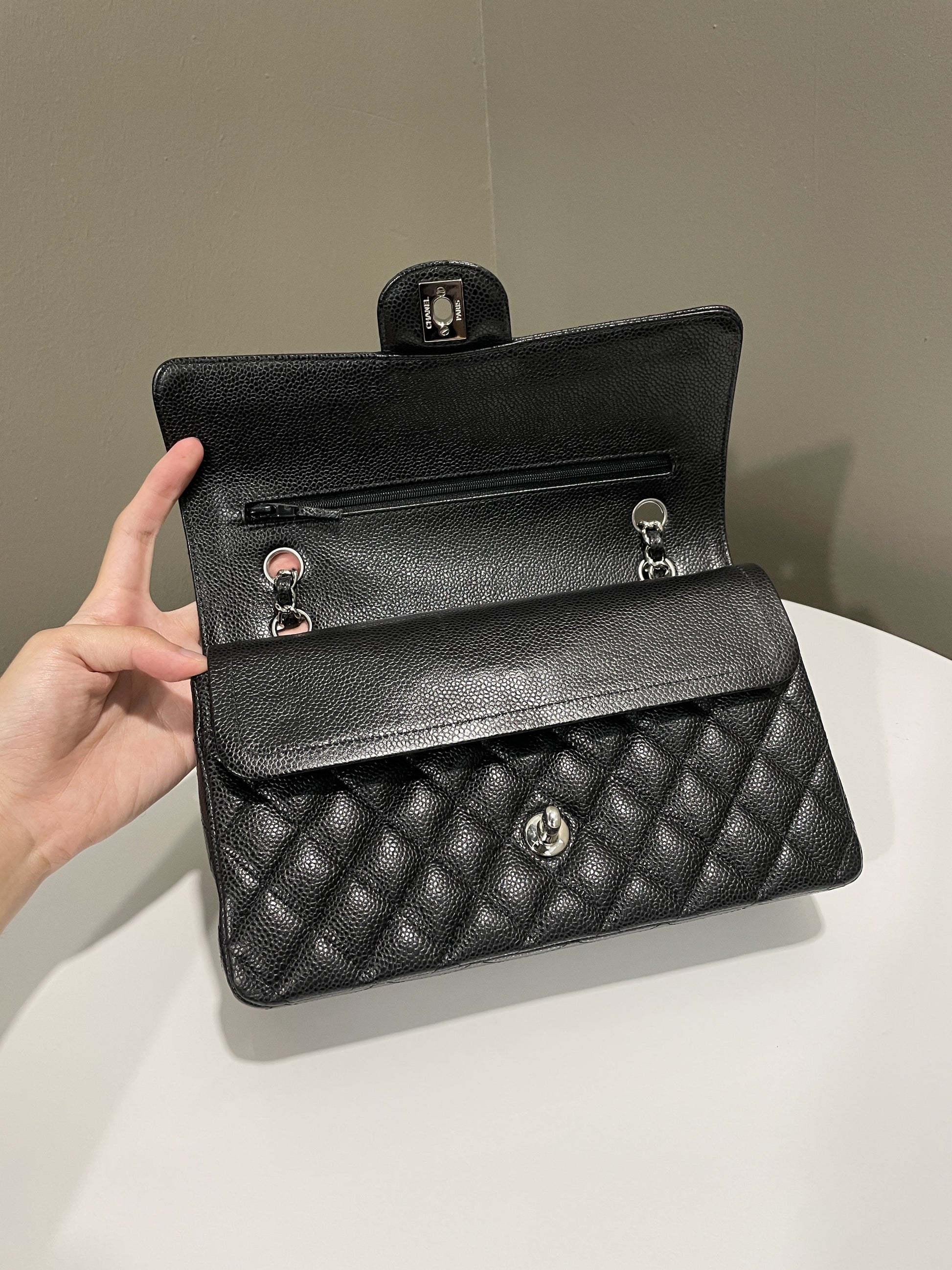 Chanel Classic Quilted Medium Double Flap Black Caviar - Bags - 15
