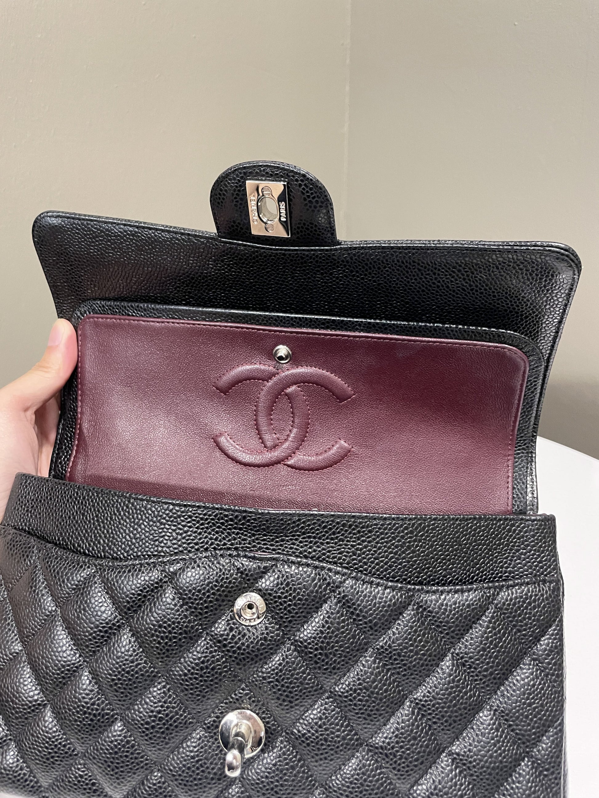 Chanel Classic Quilted Medium Double Flap Black Caviar - Bags - 17