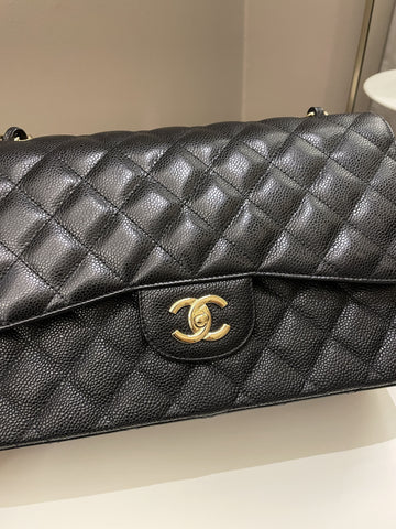 Chanel Classic Jumbo Double Flap Black Caviar - Bags