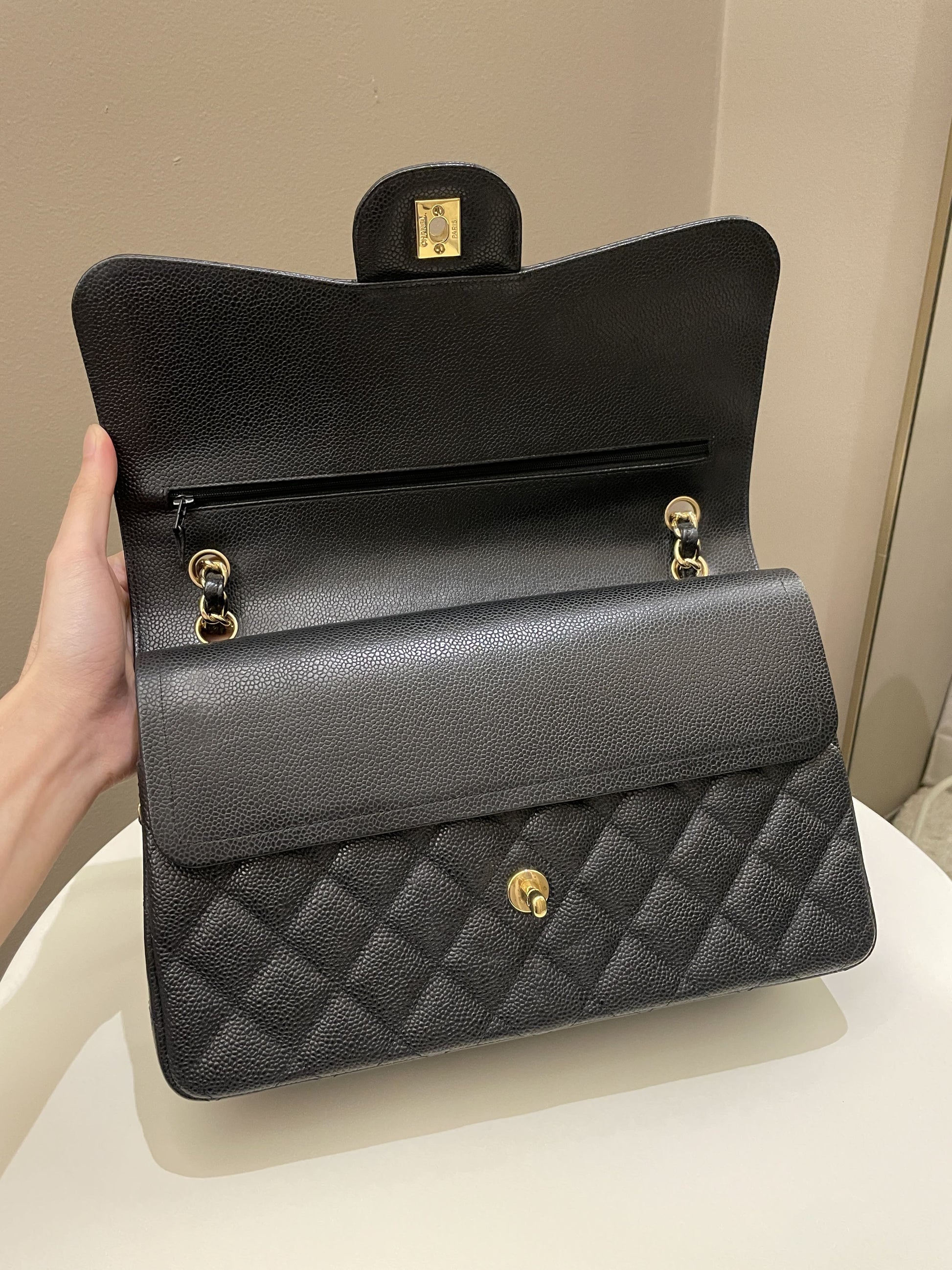 Chanel Classic Jumbo Double Flap Black Caviar - Bags - 11