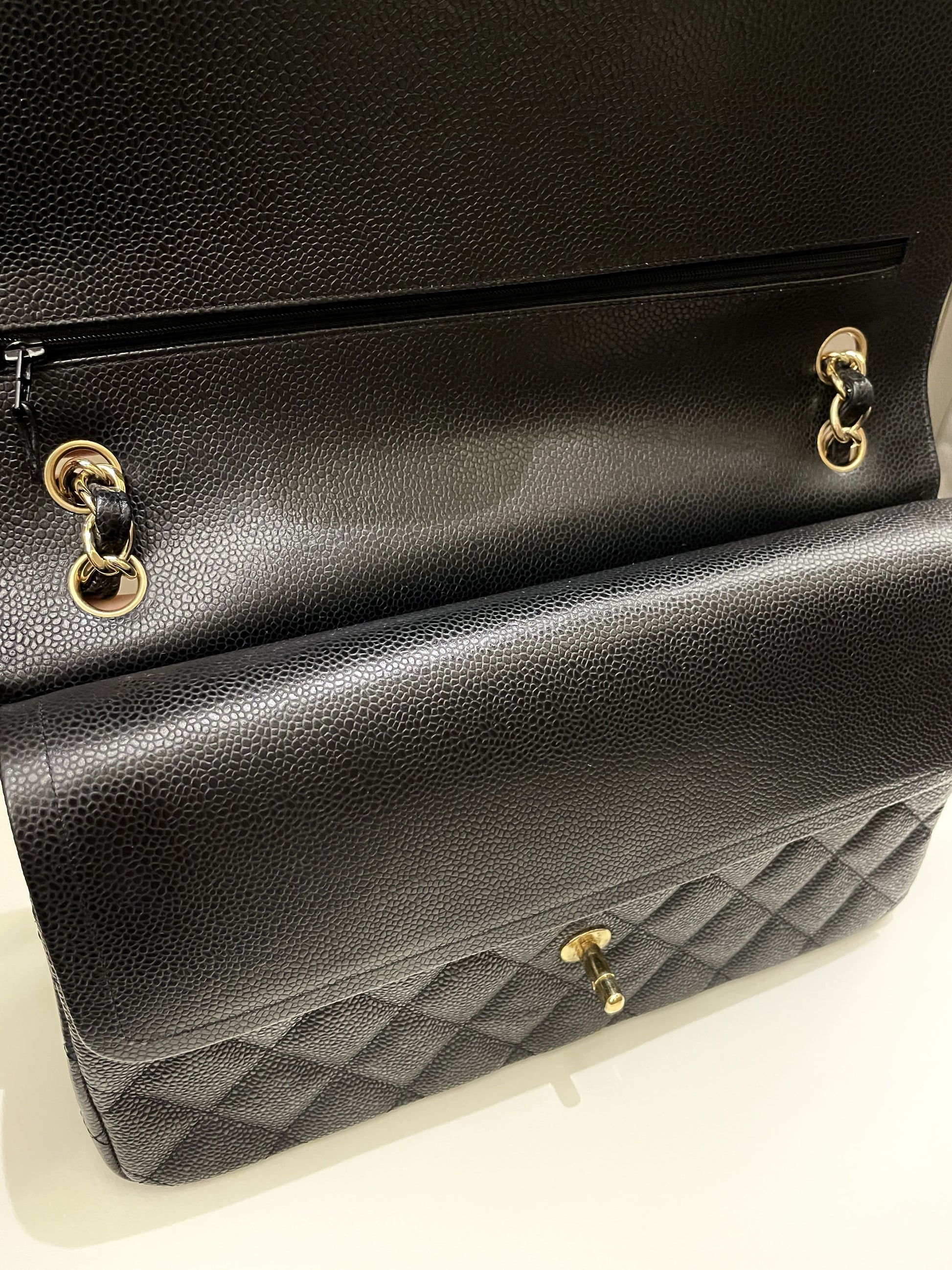 Chanel Classic Jumbo Double Flap Black Caviar - Bags - 16