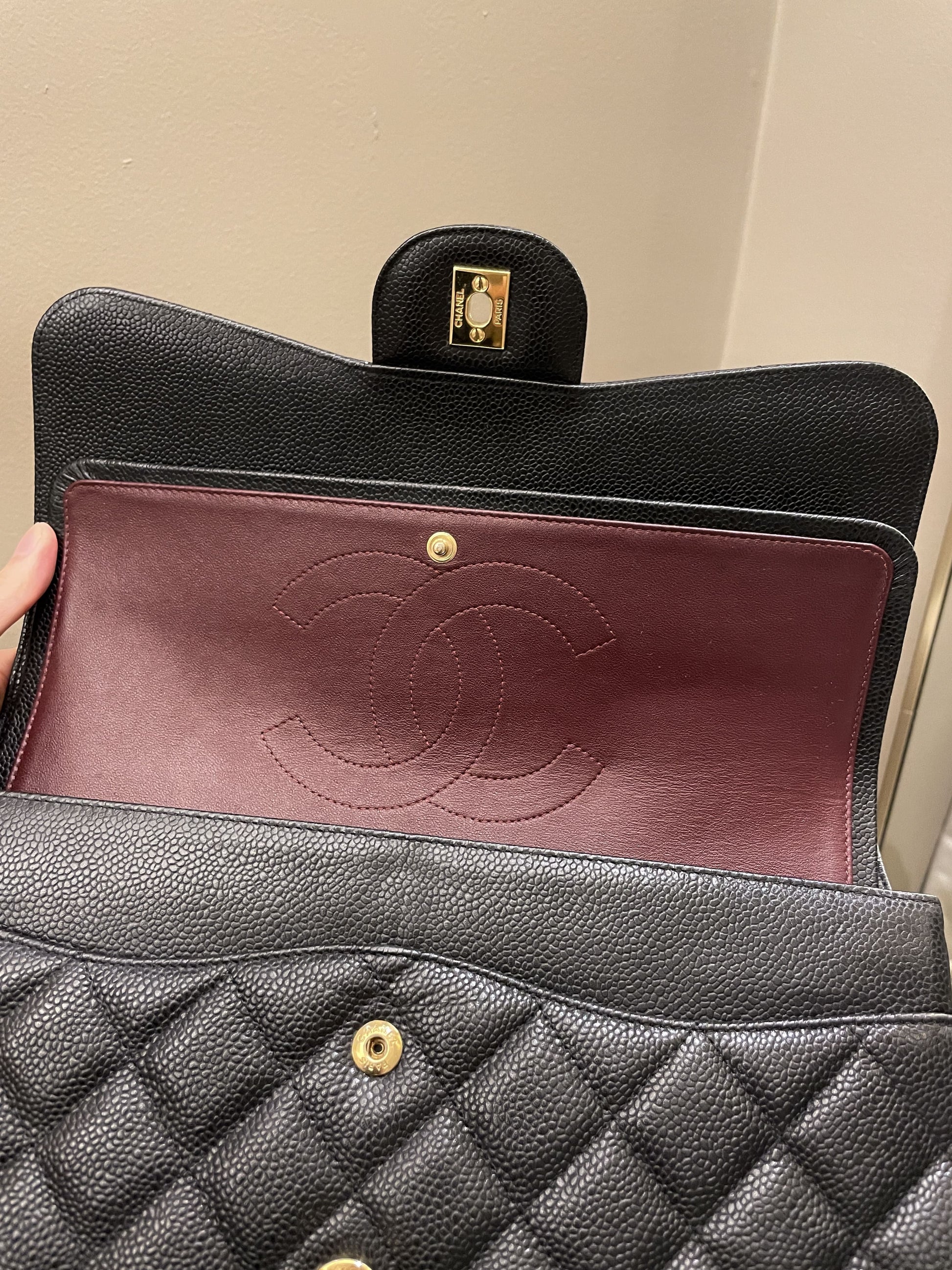 Chanel Classic Jumbo Double Flap Black Caviar - Bags - 17