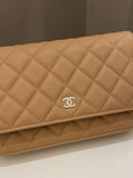 Chanel Classic Quilted Wallet on Chain Dark Beige Milk Tea Caviar - Bags