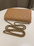 Chanel Classic Quilted Wallet on Chain Dark Beige Milk Tea Caviar - Bags - 16