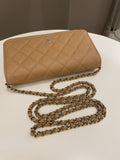 Chanel Classic Quilted Wallet on Chain Dark Beige Milk Tea Caviar - Bags - 15
