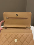 Chanel Classic Quilted Wallet on Chain Dark Beige Milk Tea Caviar - Bags - 12