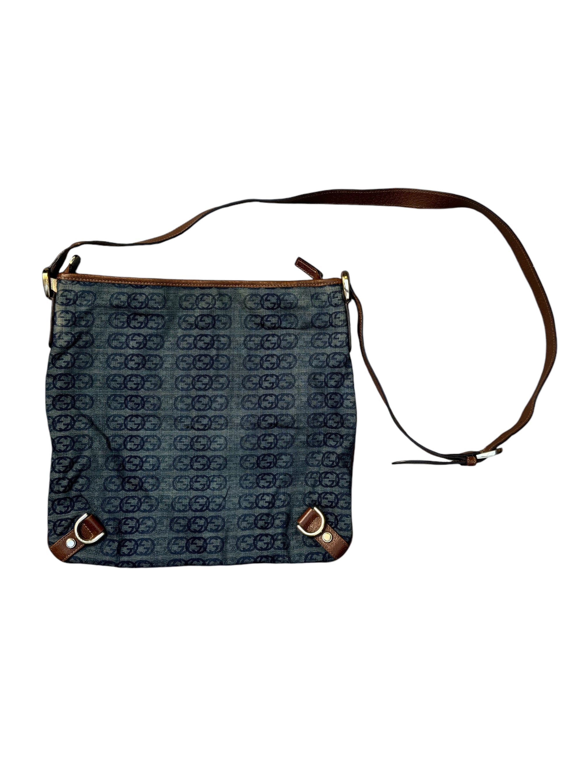 00s Gucci GG Denim Abbey D-Ring Leather Crossbody Bag - Handbags, Wallets & Cases - 3