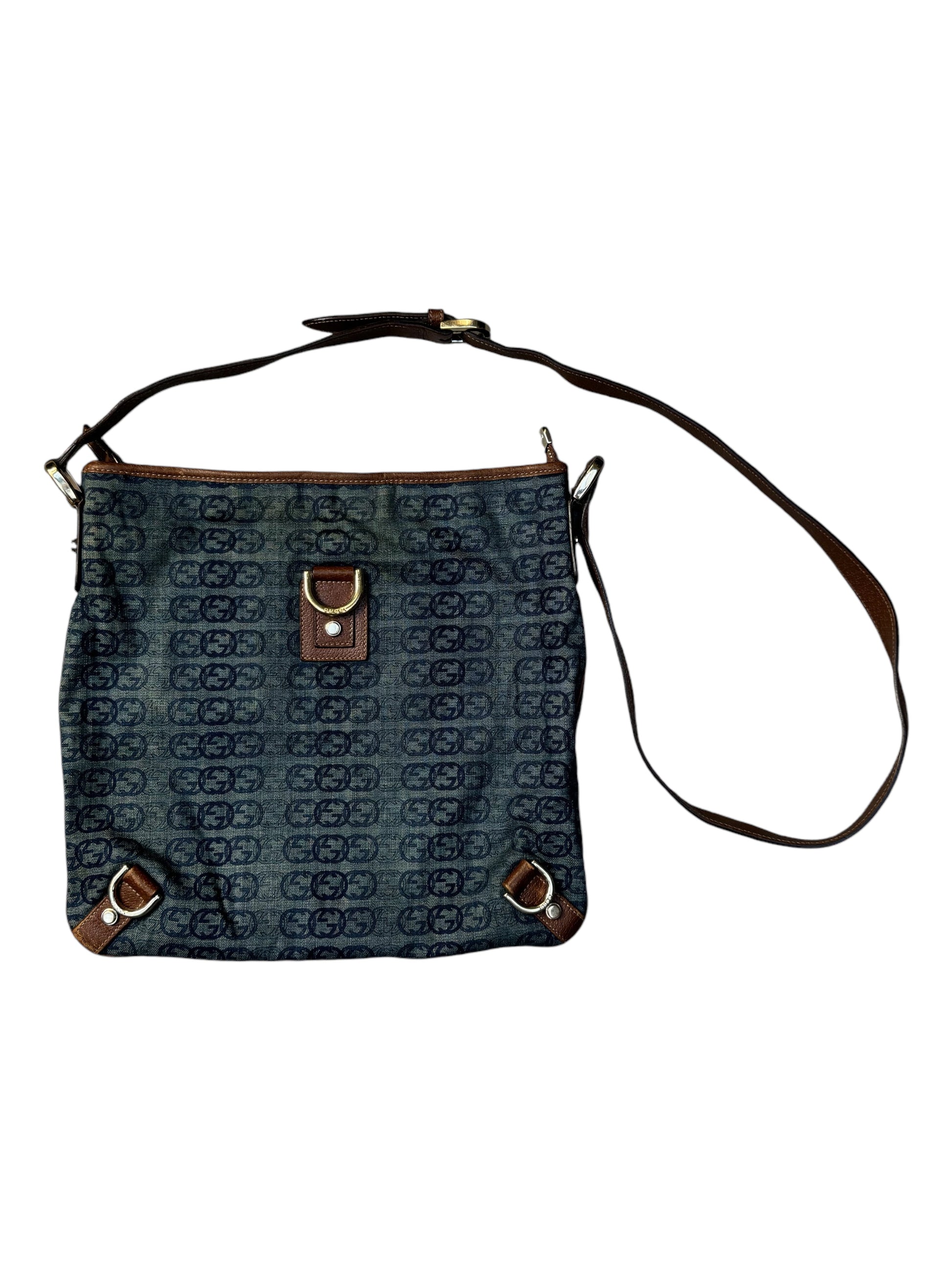 00s Gucci GG Denim Abbey D-Ring Leather Crossbody Bag - Handbags, Wallets & Cases