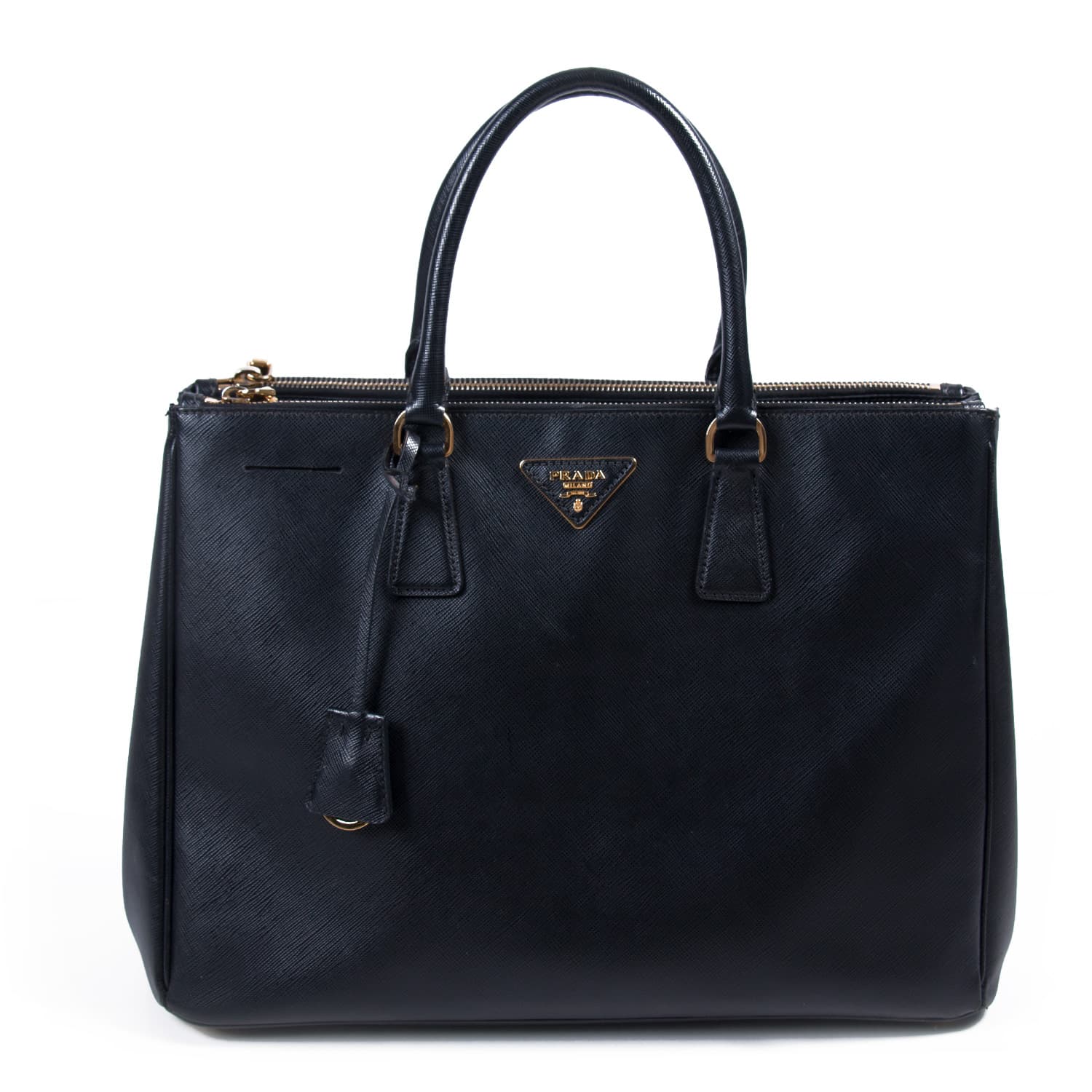 Prada Large Saffiano Lux Double Zip Tote Bag - Bags