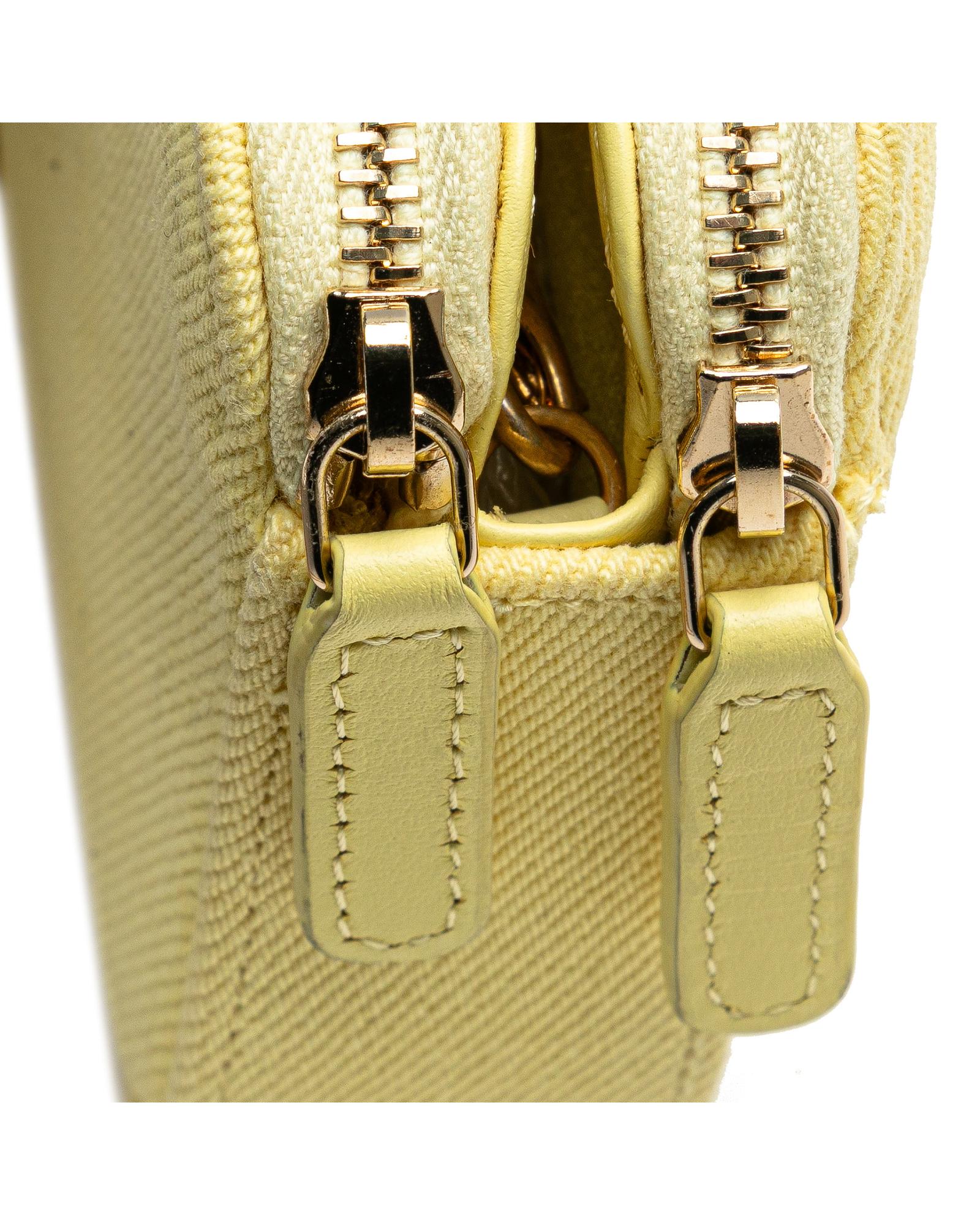 Denim Fringe Double Zip Clutch with Leather-Woven Chain Strap - Handbags, Wallets & Cases - 11