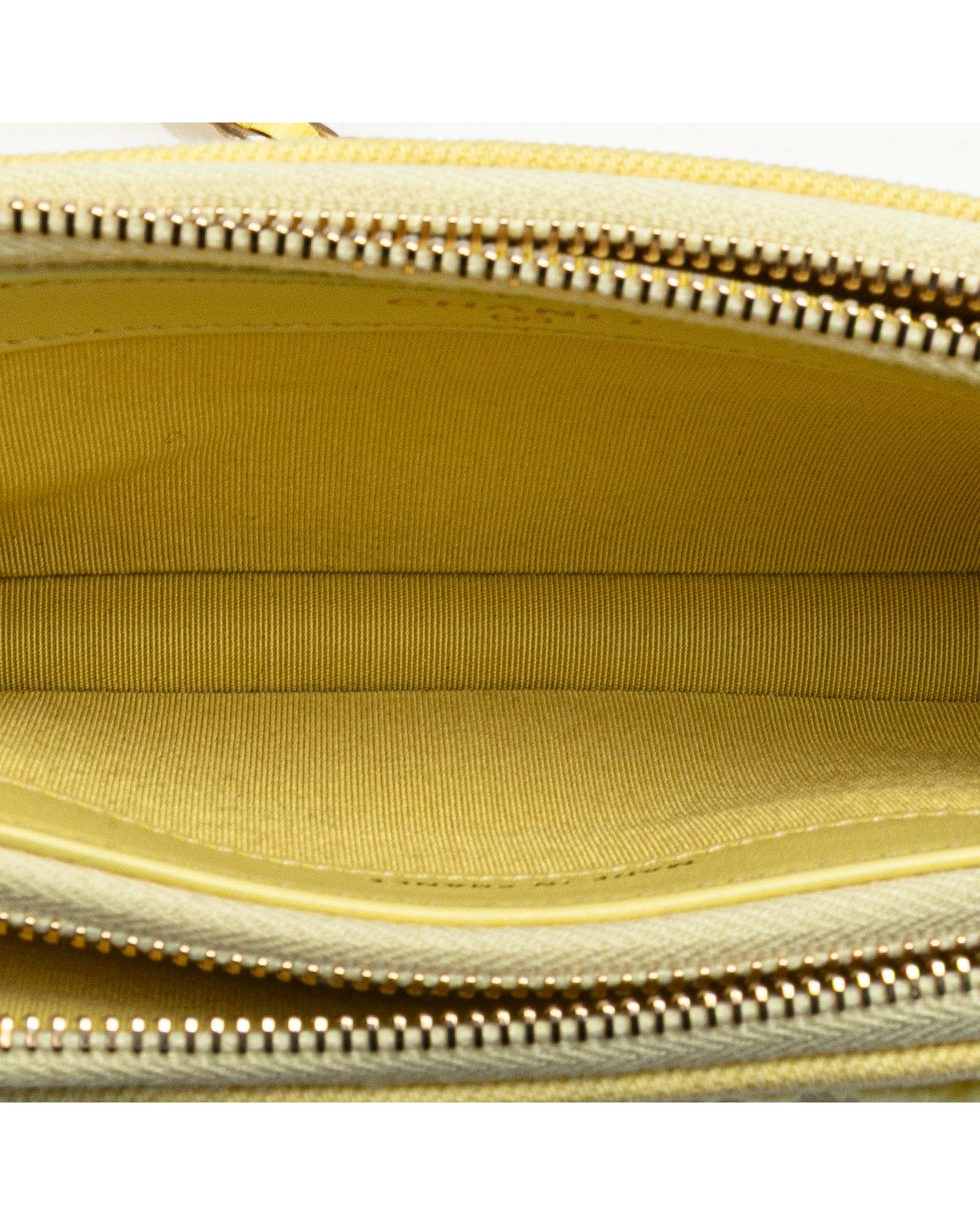 Denim Fringe Double Zip Clutch with Leather-Woven Chain Strap - Handbags, Wallets & Cases - 4