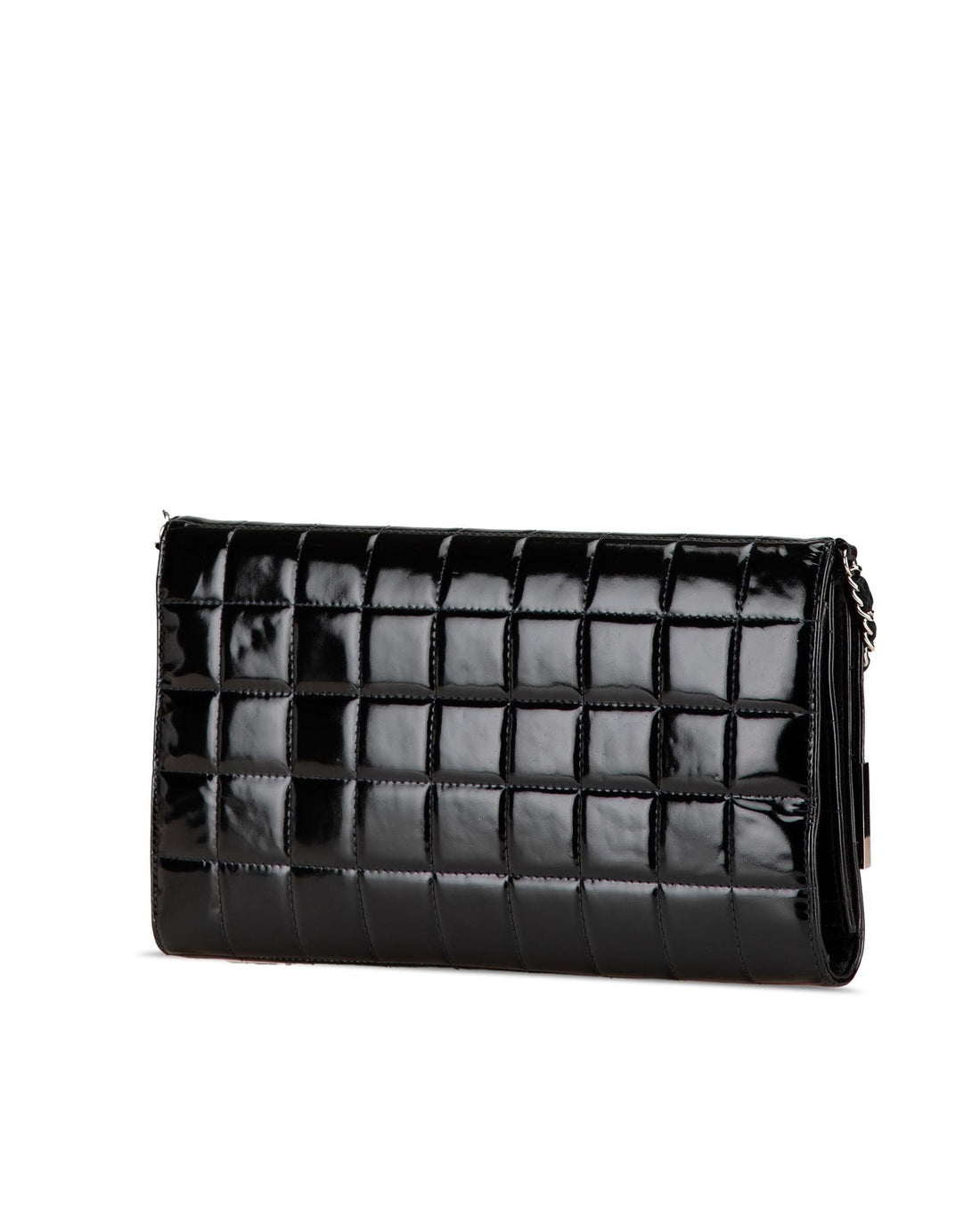 Quilted Patent Leather Clutch with Chain Strap and Lock Closure - Handbags, Wallets & Cases