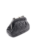 Quilted Lambskin Clutch with Chain and Kiss Lock - Handbag & Wallet Accessories - 2