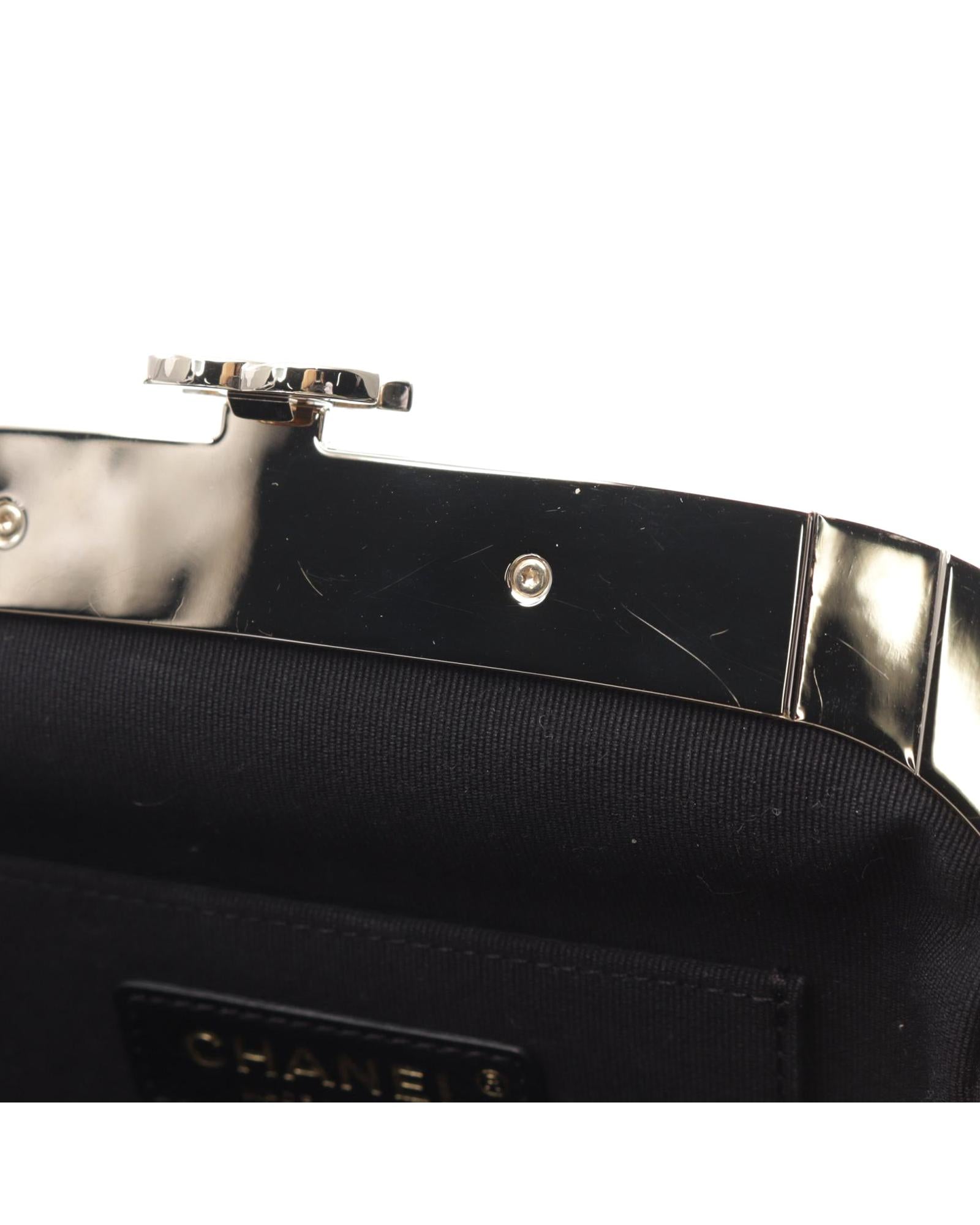 Quilted Lambskin Clutch with Chain and Kiss Lock - Handbag & Wallet Accessories - 7