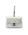 Quilted Gradient Metallic Calfskin Clutch with Chain Handle and Twist Lock Flap - Handbags, Wallets & Cases