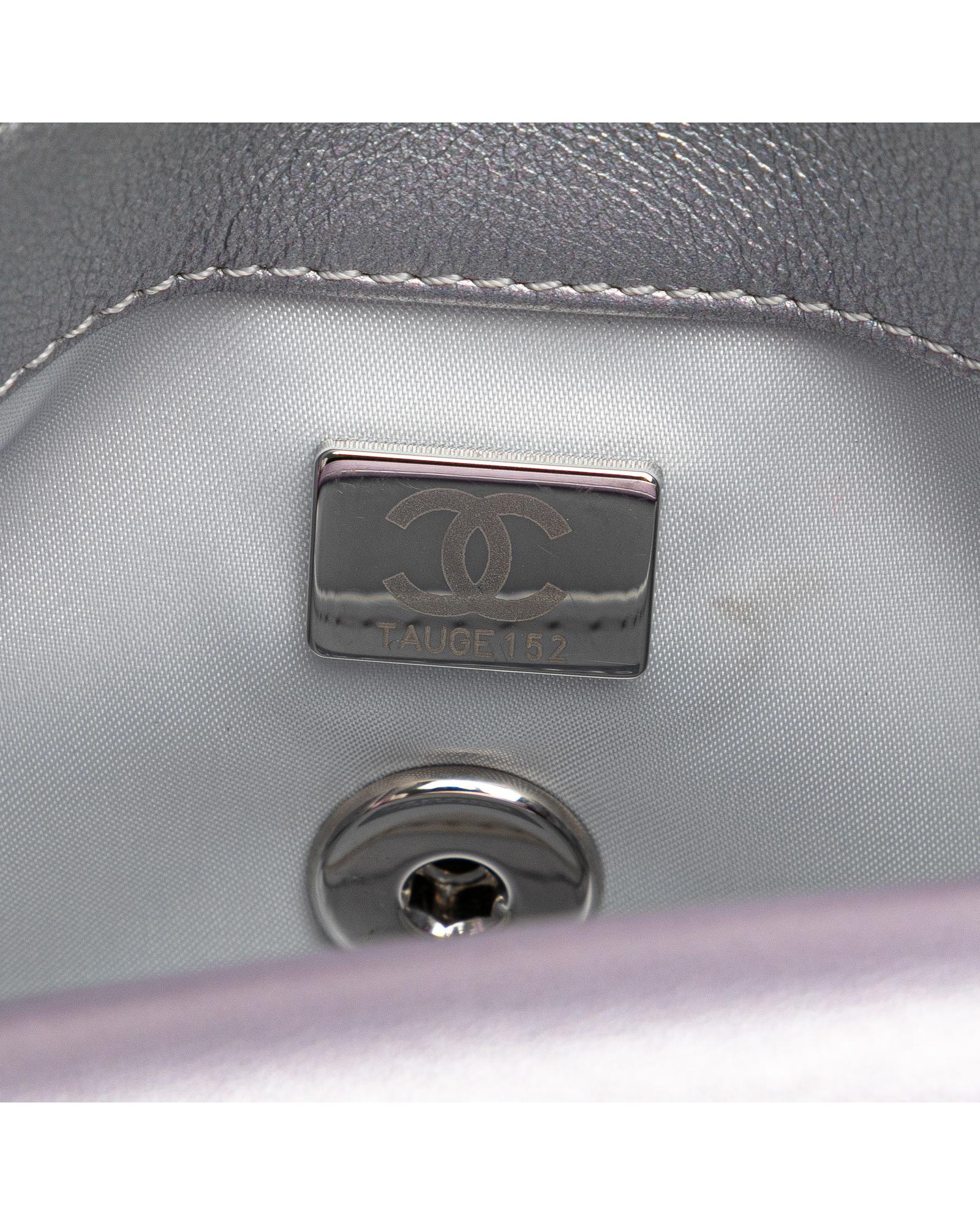 Quilted Gradient Metallic Calfskin Clutch with Chain Handle and Twist Lock Flap - Handbags, Wallets & Cases - 6