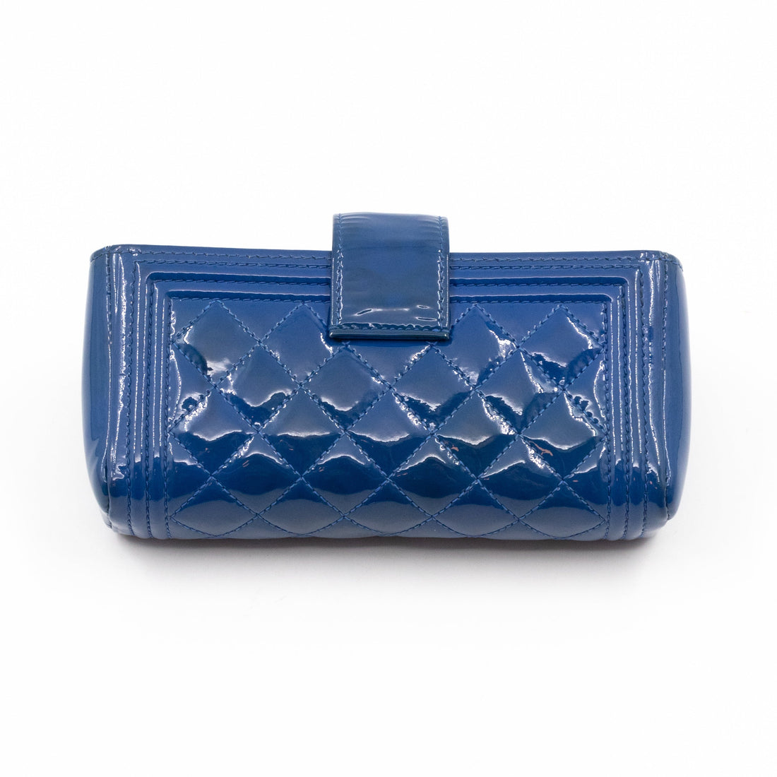 Mini Phone Holder Blue Patent Leather - Wallet
