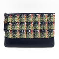 Large Gabrielle O Case Tweed Blue Leather - Wallet