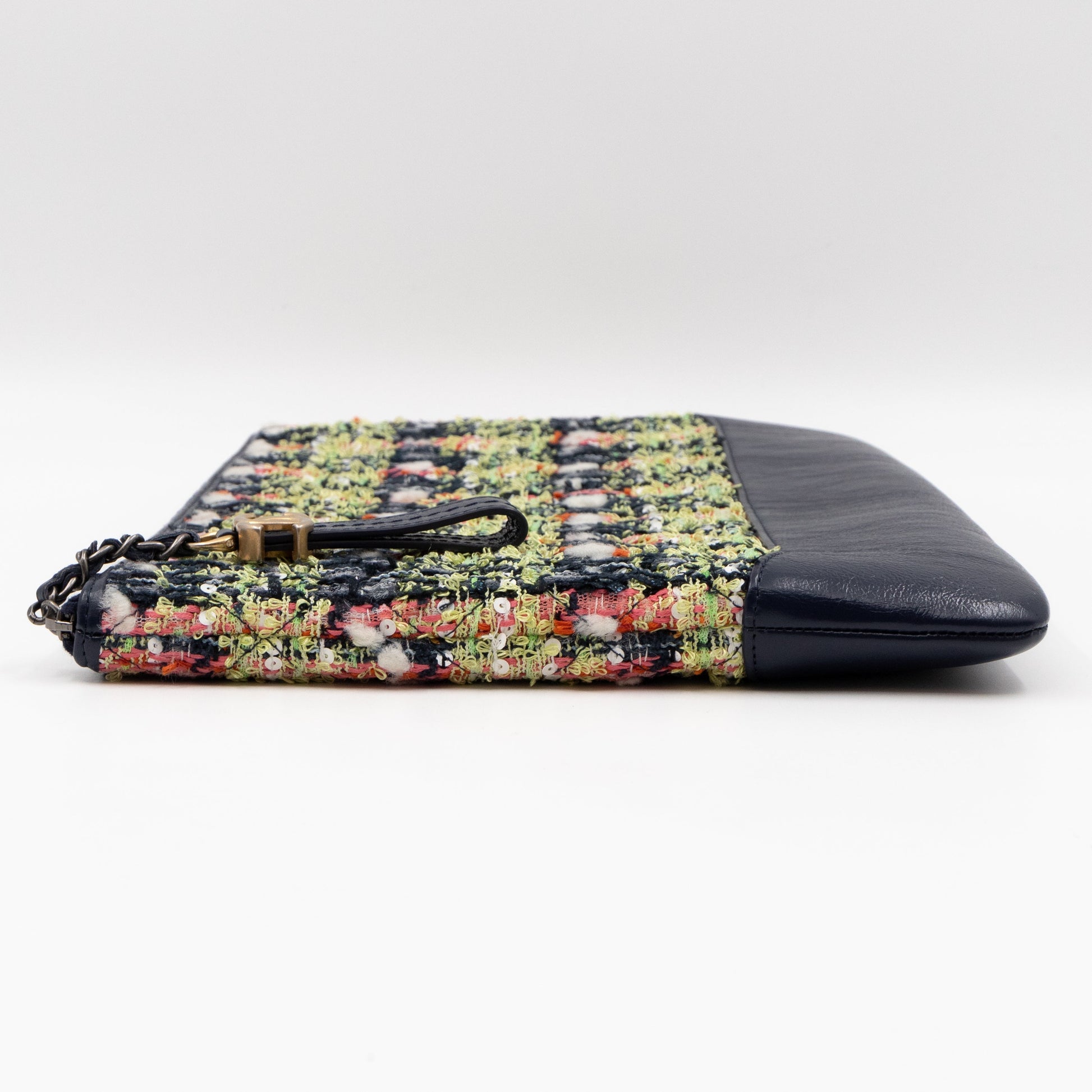 Large Gabrielle O Case Tweed Blue Leather - Wallet - 3