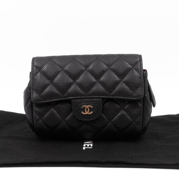 Small Flap Cosmetic Case Quilted Caviar Black - Bags