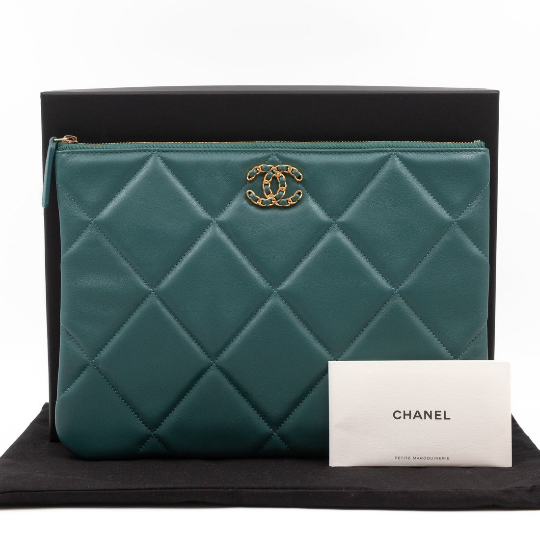 19 Pouch Large Teal Quilted Leather - Wallet