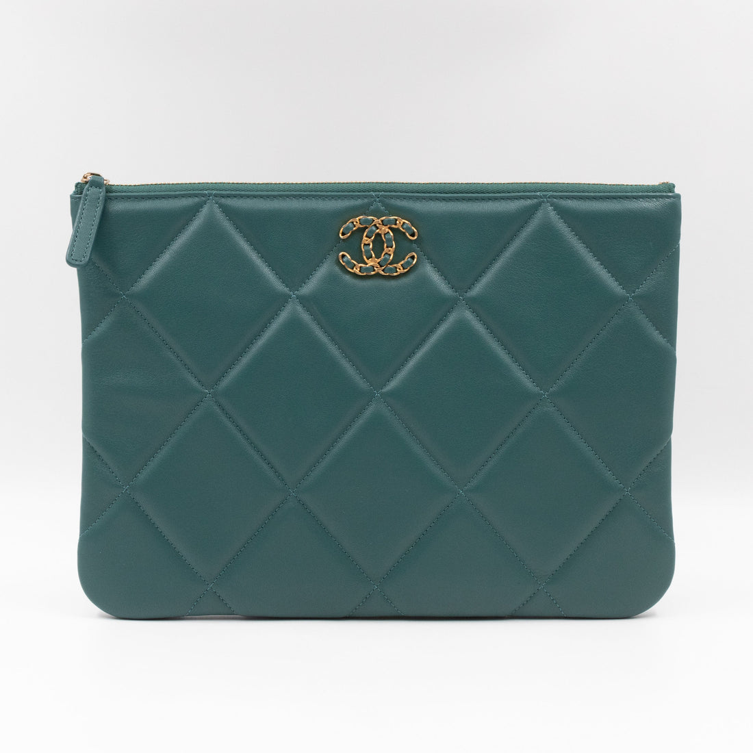 19 Pouch Large Teal Quilted Leather - Wallet