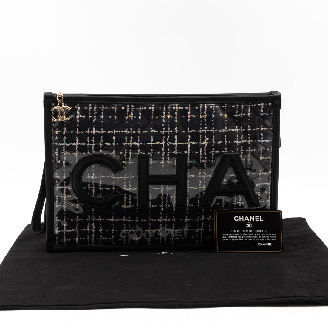 Large Pouch Tweed PVC black - Wallet