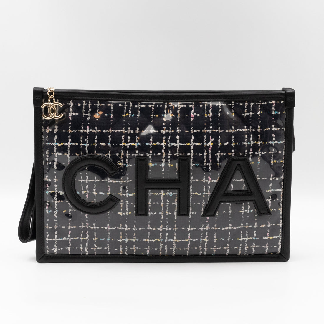 Large Pouch Tweed PVC black - Wallet