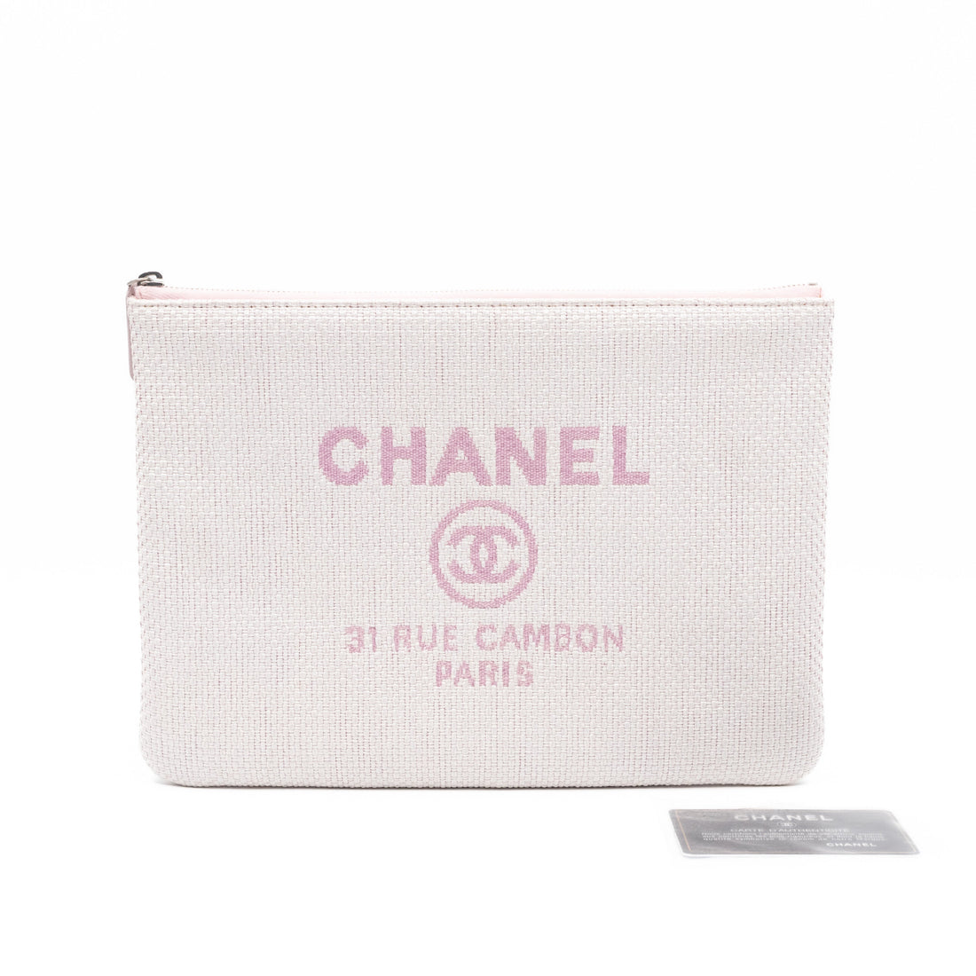 Large Deauville Pouch Light Pink Raffia - Wallet