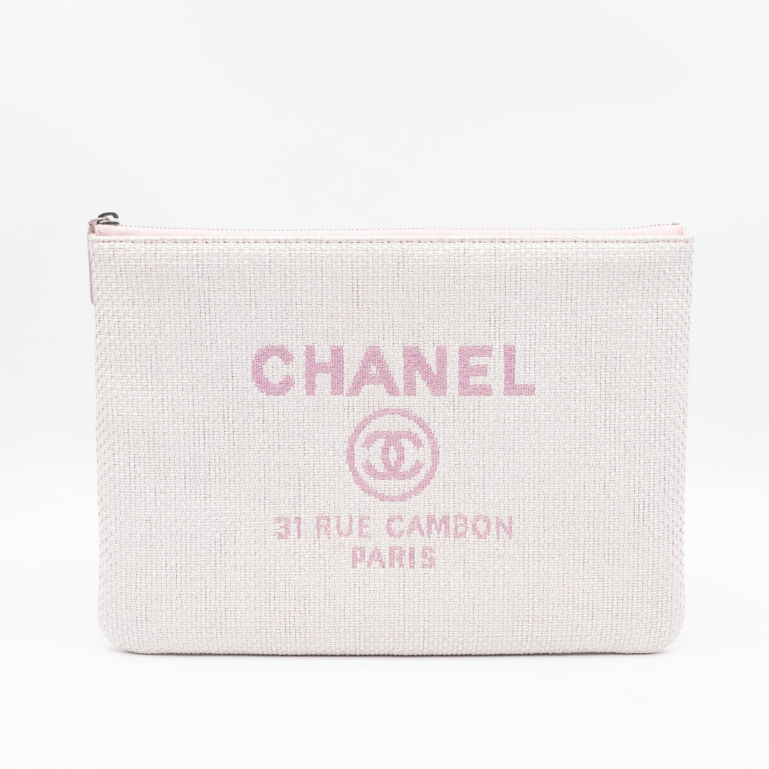 Large Deauville Pouch Light Pink Raffia - Wallet