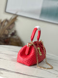 Red Monogram Clutch Leather Handbag for Women - 3