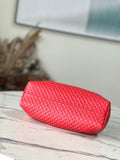 Red Monogram Clutch Leather Handbag for Women - 5