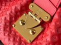 Red Monogram Clutch Leather Handbag for Women - 6