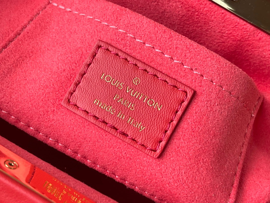 Red Monogram Clutch Leather Handbag for Women - 10