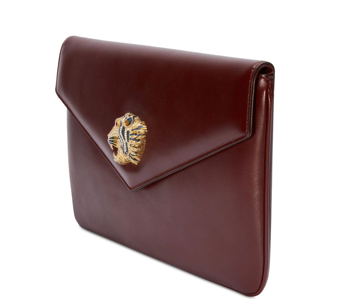 Gucci Rajah Leather Clutch in Burgundy - Handbag & Wallet Accessories