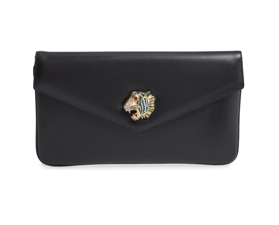 Gucci Rajah Leather Clutch in Black - Handbag & Wallet Accessories